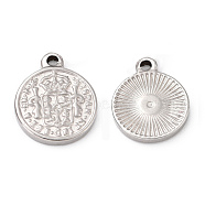 304 Stainless Steel Coin Pendants, Hispan Et Ind Rex Coin, Stainless Steel Color, 14x11x1.5mm(STAS-F183-01P-B01)