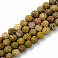 Natural American Turquoise Beads Strands, Frosted, Dyed & Heated, Round, Light Khaki, 8mm, Hole: 1mm, about 45~46pcs/strand, 15.16'(38.5cm)(G-S369-001C-A03)