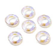 Electroplate Glass Linking Rings, Crystal Cosmic Ring, Prism Ring, Faceted, Round Ring, Clear AB, 14x3.5mm, Inner Diameter: 8mm(GLAA-A008-04A-05)