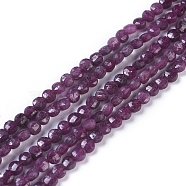 Natural Ruby Beads Strands, Faceted, Flat Round, 3.5~4.5x2~2.5mm, Hole: 0.5mm, about 98~107pcs/strand, 15.35 inch(39cm)long(G-I249-A33)