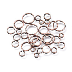 Iron Split Rings, Double Loops Jump Rings, Red Copper, 4~10x1.4mm, Inner Diameter: 3.3~8.6mm, about 5316pcs/500g(IFIN-JQ0001-03R)