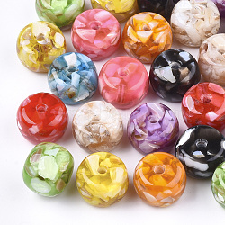 Resin Beads, with Shell, Rondelle, Mixed Color, 13x9mm, Hole: 2mm(RESI-T024-35B)