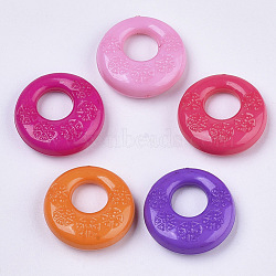 Opaque Acrylic Pendants, Round Ring, Mixed Color, 19x6.5mm, Hole: 7mm(X-SACR-N008-071)