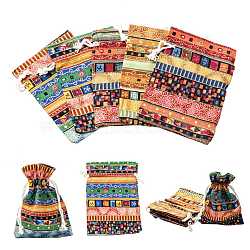 Ethnic Style Cloth Packing Pouches Drawstring Bags, Rectangle, Mixed Color, 14x10cm(ABAG-R006-10x14-01)