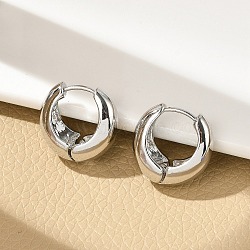 Brass Hoop Earrings for Women, Ring, Platinum, 16x9mm(EJEW-U041-02P)