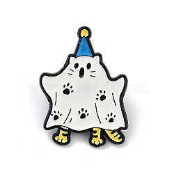 Cartoon Animal Enamel Pins, Alloy Brooch for Backpack Clothes, White, Cat Shape, 30.5x22mm(JEWB-R001-01EB-05)