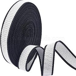 Polyester Braid Ribbon, Flat, Stripe Pattern, Garment Accessories, White, 1-1/4 inch(32x1mm), about 10 yards/bundle(OCOR-WH0068-31A)