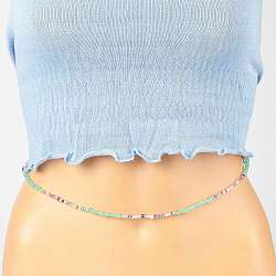 Summer Jewelry Waist Bead, Glass Seed Beaded Body Chain, Bikini Jewelry for Woman Girl, Light Green, 31.5~31.7 inch(80~80.5cm)(NJEW-C00025-03)
