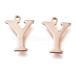 PVD Vacuum Plating  304 Stainless Steel Charms, Laser Cut, Alphabet, Rose Gold, Letter.Y, 12.5x9.5x0.8mm, Hole: 1mm(STAS-H112-Y-RG)