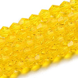 Transparent Glass Beads Strands, Faceted, Bicone, Gold, 3.5~3.8x3mm, Hole: 0.8mm, about 113~115pcs/strand, 14.17~14.37 inch(36~36.5cm)(EGLA-A039-T3mm-D22)