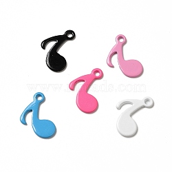Spray Painted 201 Stainless Steel Charms, Musical Note Charm, Mixed Color, 11.5x9x0.5mm, Hole: 1.2mm(STAS-I672-30)