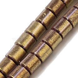 Polymer Clay Beads Strands, with Glitter Powder, Column, Coconut Brown, 6~6.5x6.5~7mm, Hole: 1.2mm, about 63~65pcs/strand, 16.14~16.46''(41~41.8cm)(CLAY-H006-04Q)