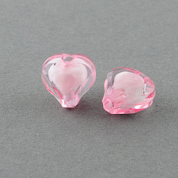 Transparent Acrylic Beads, Bead in Bead, Faceted, Heart, Hot Pink, 9x10x6mm, Hole: 2mm, about 1700pcs/500g(TACR-S114-10mm-02)