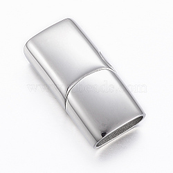 Smooth 304 Stainless Steel Magnetic Clasps with Glue-in Ends, Rectangle, Stainless Steel Color, 24.5x12x7mm, Hole: 10x5mm(STAS-H402-29P)