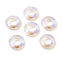 Electroplate Glass Linking Rings, Crystal Cosmic Ring, Prism Ring, Faceted, Round Ring, Clear AB, 14x3.5mm, Inner Diameter: 8mm(GLAA-A008-04A-05)