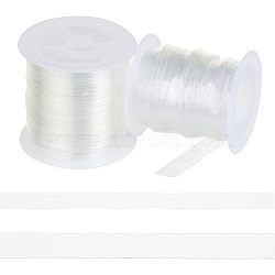 2 Rolls 2 Styles Invisible Stretchy TPU Plastic Transparent Elastic Strap, with Spool, for DIY Bra Lingerie Swimwear, Clear, 6~10x0.2~0.3mm, about 1 roll/style(EW-NB0001-09)