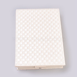 Wood Jewelry Boxes, Covered with Imitation Leather, Velours, Mirror, Rectangle, White, 24.3x18x5.7cm(LBOX-L002-E02)