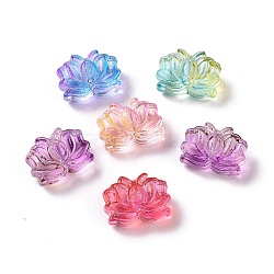 Transparent Acrylic Beads,  Two Tone, Flower, Mixed Color, 10.5x14.5x7.5mm, Hole: 1.2mm(OACR-C010-11)