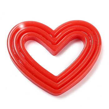 Opaque Resin Decoden Cabochons, Heart, Red, 36.5x43.5x4.5mm