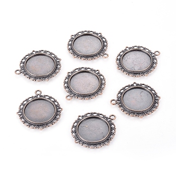 Zinc Alloy Pendant Settings for Cabochon & Rhinestone, DIY Findings for Jewelry Making, Flat Round, Cadmium Free & Nickel Free & Lead Free, Red Copper, 33.5x30x1.4mm, Hole: 2mm