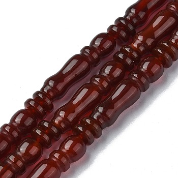 Natural Carnelian(Dyed & Heated) Beads Strands, Texture Tube, Islamic Prayer Beads for Rosary, 24x6.5mm, Hole: 1.5mm, about 14pcs/strand, 16.34 inch(41.5cm)