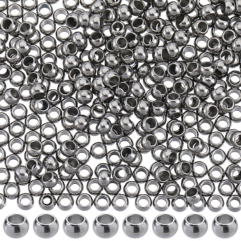 304 Stainless Steel Spacer Beads, Round, Stainless Steel Color, 3x2mm, Hole: 1.5mm, 500pcs