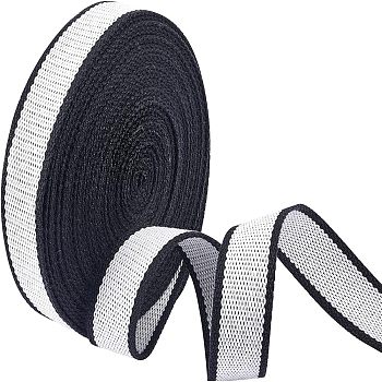 Polyester Braid Ribbon, Flat, Stripe Pattern, Garment Accessories, White, 1-1/4 inch(32x1mm), about 10 yards/bundle