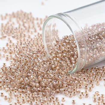 TOHO Round Seed Beads, Japanese Seed Beads, (1067) Light Rust Lined Crystal, 11/0, 2.2mm, Hole: 0.8mm, about 1110pcs/10g