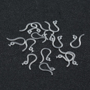 Eco-Friendly Plastic Earring Hooks, with Horizontal Loop, White, 10x13x0.8mm, Hole: 1mm, Pin: 0.5mm, about 100pcs/10g