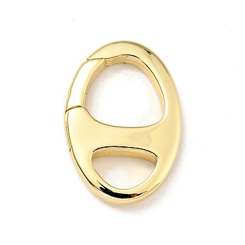 Brass Spring Gate Rings, Oval, Cadmium Free & Lead Free, Long-Lasting Plated, Real 18K Gold Plated, 16.5x11.5x2.5mm, Hole: 6.5x4mm