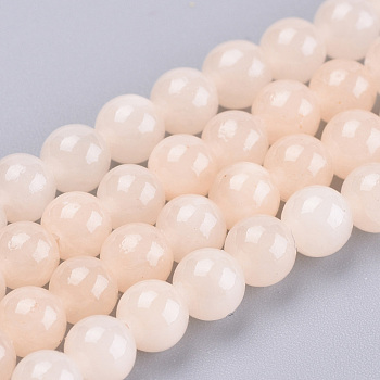Natural Dyed Yellow Jade Gemstone Bead Strands, Round, Navajo White, 8mm, Hole: 1mm, about 50pcs/strand, 15.7 inch