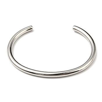 304 Stainless Steel Simple Thin Cuff Bangles, Stainless Steel Color, Inner Diameter: 1-7/8x2-1/4 inch(4.8x5.7cm)
