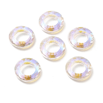 Electroplate Glass Linking Rings, Crystal Cosmic Ring, Prism Ring, Faceted, Round Ring, Clear AB, 14x3.5mm, Inner Diameter: 8mm