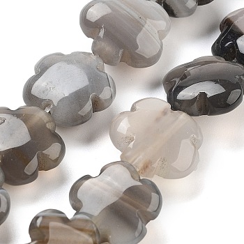 Natural Gray Agate Beads Strands, Flower, 16x16x6mm, Hole: 1.4mm, about 25pcs/strand, 14.57~14.96 inch(37~38cm)