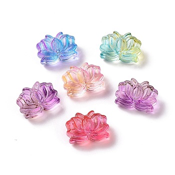 Transparent Acrylic Beads,  Two Tone, Flower, Mixed Color, 10.5x14.5x7.5mm, Hole: 1.2mm