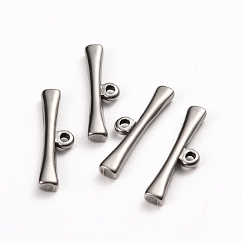 304 Stainless Steel Toggle Clasps Parts, Bar, Stainless Steel Color, 21x6x2.5mm, Hole: 1.5mm