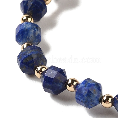 Faceted Natural Lapis Lazuli Stretch Beaded Bracelets(BJEW-P318-01G-05)-3