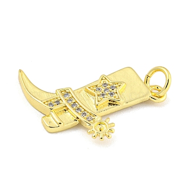 Cowboy Boots Rack Plating Brass Micro Pave Clear Cubic Zirconia Pendants(KK-Z053-05G)-2