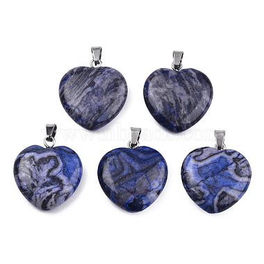 Natural Map Stone Pendants(G-N0325-18A)-2