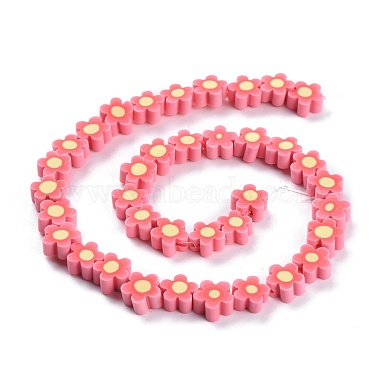Handmade Flower Printed Polymer Clay Beads Strands(CLAY-M003-07K)-2