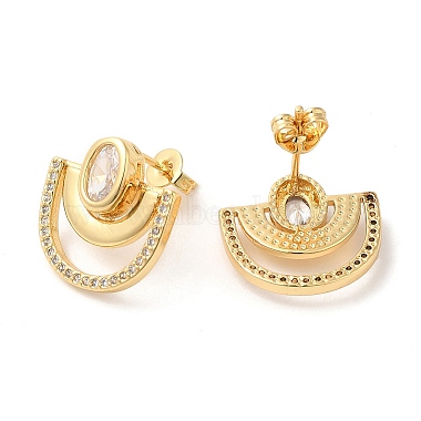 Fan Shape Ear Stud for Men Women(EJEW-K248-02G-03)-2