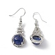 Natural Lapis Lazuli Gourd Dangle Earrings with Crystal Rhinestone(EJEW-A092-04P-10)-2