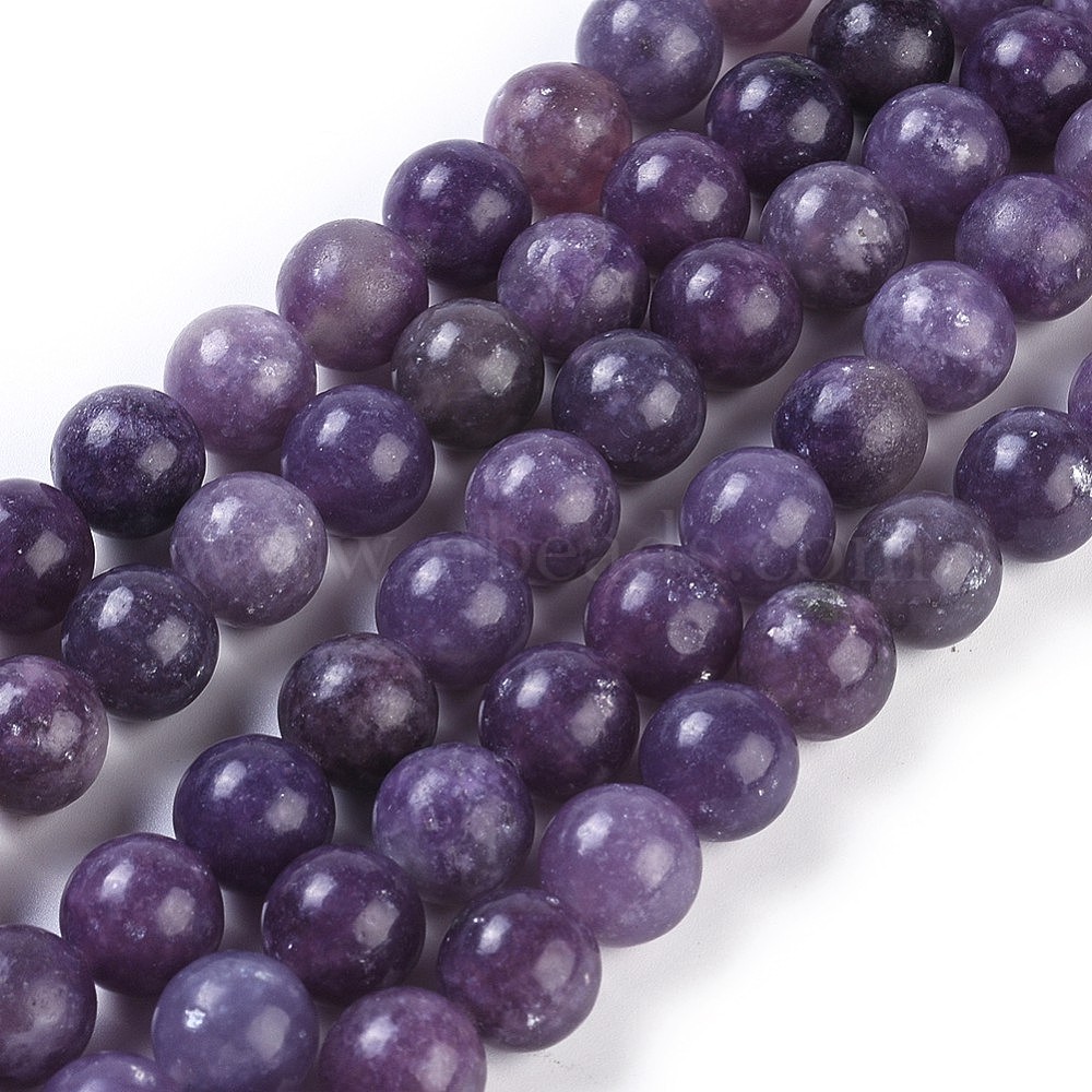 Purple DIY Semi-precious Stone Pendant Jewelry Lepidolite Loose Gemstone Full Strand Natural Lepidolite Rectangle Shape Beads