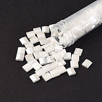 MIYUKI TILA Beads, Japanese Seed Beads, 2-Hole, (TL420) White Pearl Ceylon, 5x5x1.9mm, Hole: 0.8mm, about 5900pcs/500g(SEED-MY05-TL420)