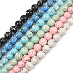 Synthetic Turquoise and Sea Shell Assembled Graduated Beads Strands, Dyed, Smooth Round, Mixed Color, 6~12mm, Hole: 1~1.4mm, about 53pcs/strand, 17.32''(44cm)(GG-CBA2AE1-A07)