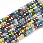 Electroplate Glass Beads Strands, AB Color Plated, Faceted, Rondelle, Mixed Color, 2mm, Hole: 0.7mm, about 180~185pcs/strand, 11.81~12.59 inch(30~32cm)(EGLA-N002-04)