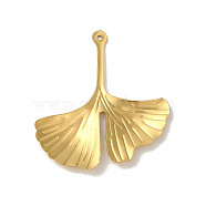 304 Stainless Steel Pendants, Ginkgo Leaf Charm, Golden, 29x25.5x2mm, Hole: 0.9mm(STAS-P363-09G)