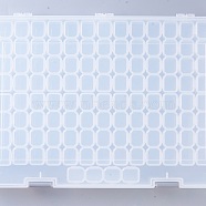 Plastic Bead Containers, Flip Top Bead Storage, Removable, 124 Compartments, Rectangle, Clear, 36x24x3.4cm, 124 compartments/box(CON-L009-04)