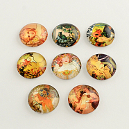 Sexy Woman Pattern Glass Flatback Cabochons,, Half Round/Dome, Mixed Color, 18x5mm(GGLA-R026-18mm-17)