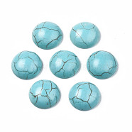 Craft Findings Dyed Synthetic Turquoise Gemstone Flat Back Dome Cabochons, Half Round, Dark Turquoise, 16x5mm(X-TURQ-S266-16mm-01)